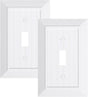 2-Pack Classic Beadboard Single Toggle Light Switch Cover Plate, Unbreakable Polycarbonate Decorative Switch Plate Covers, Pure White 1 Gang Wall Plate