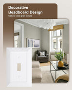 2-Pack Classic Beadboard Single Toggle Light Switch Cover Plate, Unbreakable Polycarbonate Decorative Switch Plate Covers, Pure White 1 Gang Wall Plate