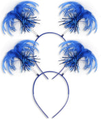 2 Pack Blue Ponytail Headband Feathers Head Bopper Party Accessory for Costume Party School Festivals