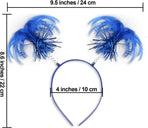 2 Pack Blue Ponytail Headband Feathers Head Bopper Party Accessory for Costume Party School Festivals