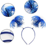 2 Pack Blue Ponytail Headband Feathers Head Bopper Party Accessory for Costume Party School Festivals