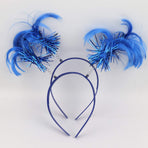 2 Pack Blue Ponytail Headband Feathers Head Bopper Party Accessory for Costume Party School Festivals