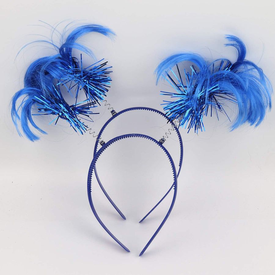 2 Pack Blue Ponytail Headband Feathers Head Bopper Party Accessory for Costume Party School Festivals