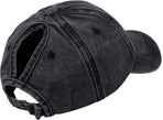 Ponytail Baseball Hat Distressed Retro Washed Womens Twill