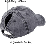 Ponytail Baseball Hat Distressed Retro Washed Womens Twill