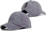 Ponytail Baseball Hat Distressed Retro Washed Womens Twill