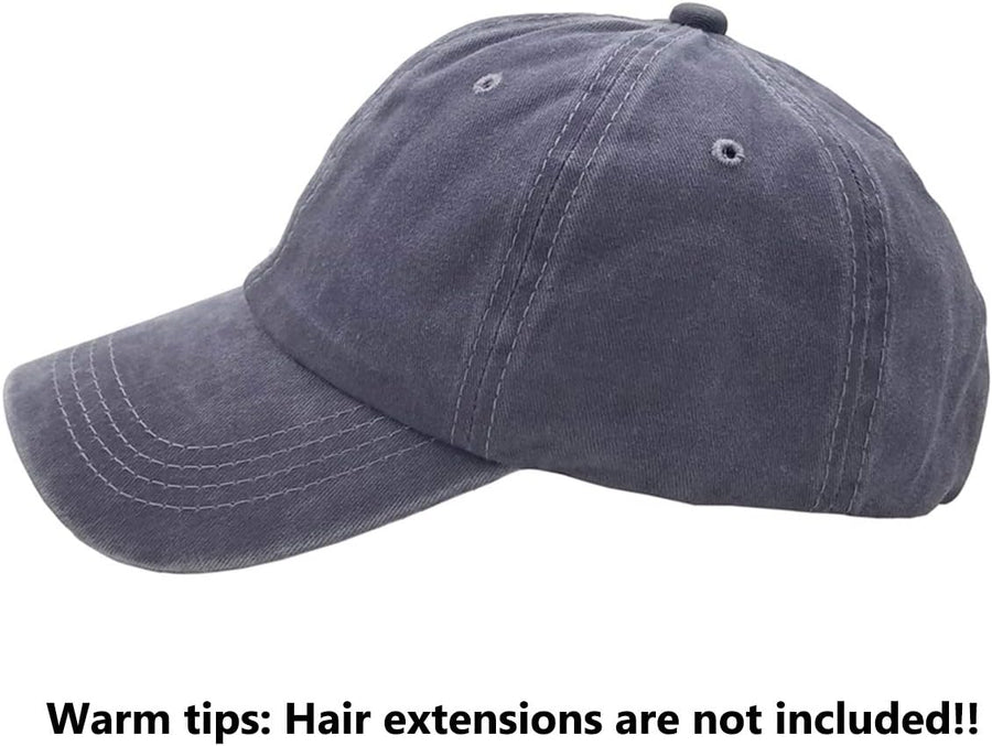 Ponytail Baseball Hat Distressed Retro Washed Womens Twill
