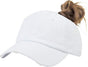 Ponytail Baseball Hat Distressed Retro Washed Womens Twill