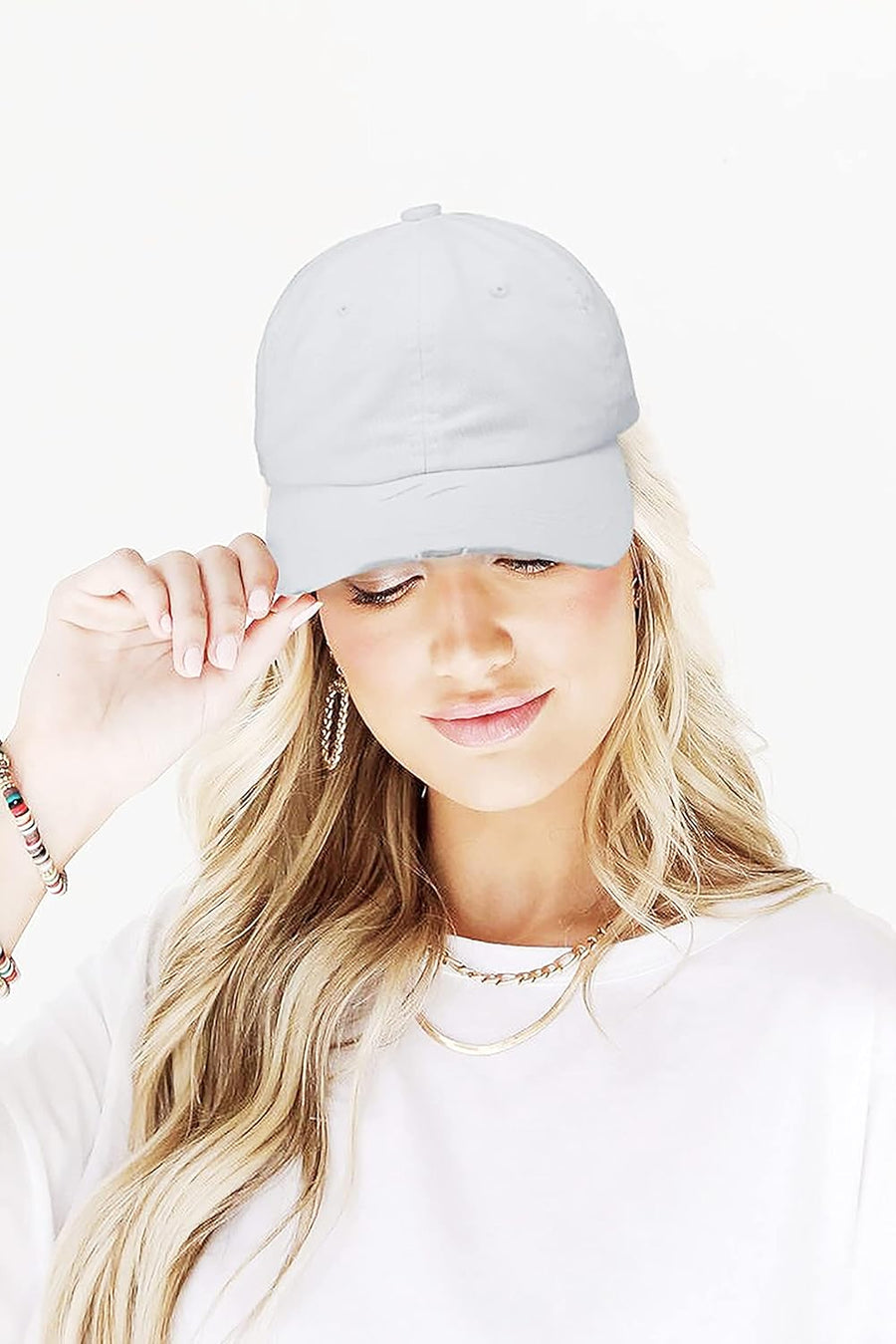 Ponytail Baseball Hat Distressed Retro Washed Womens Twill