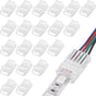 20 Pcs 4 Pin 10 mm LED Strip Connector RGB Lights Waterproof Adapter 22 AWG Wires Connector for Strip Light Unwired Gapless Track 5v 12v 24v