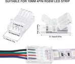 20 Pcs 4 Pin 10 mm LED Strip Connector RGB Lights Waterproof Adapter 22 AWG Wires Connector for Strip Light Unwired Gapless Track 5v 12v 24v
