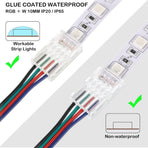 20 Pcs 4 Pin 10 mm LED Strip Connector RGB Lights Waterproof Adapter 22 AWG Wires Connector for Strip Light Unwired Gapless Track 5v 12v 24v