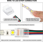 20 Pcs 5 Pin 12 mm LED Strip Connector RGB Lights Waterproof Adapter 22 Awg Wires Connector for Strip Light Unwired Gapless Track 5v 12v 24v