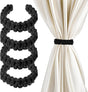 4 Pack Braided Curtain Tiebacks Boho Elegant Rustic Curtain Holdbacks Tie Backs Holders Set Simple Light Weight Drapes Decorative Accessories Handmade for Home Office Bedroom Window (4, Black)