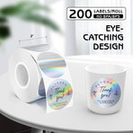 2 inch Round Holographic Thermal Sticker Labels, Waterproof & Rainbow Wave & Glitter Design, for Price/Name Tag, Barcode, DIY Custom Logo Design, Sliver(200Pcs/Roll)