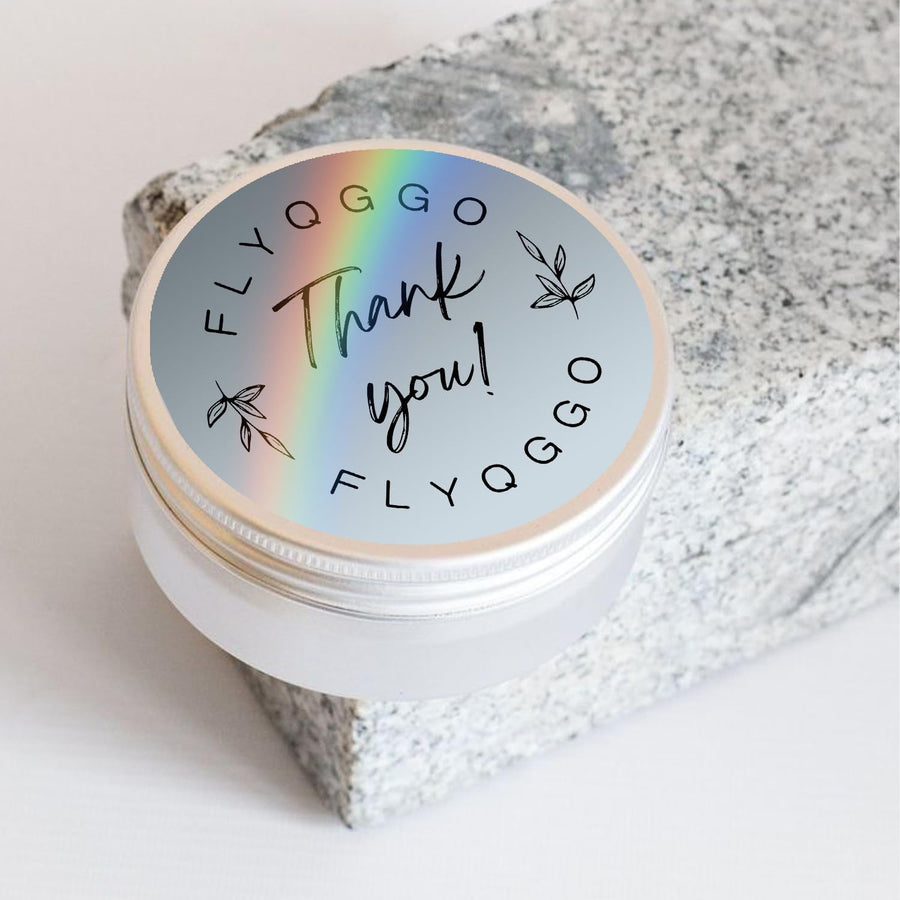 2 inch Round Holographic Thermal Sticker Labels, Waterproof & Rainbow Wave & Glitter Design, for Price/Name Tag, Barcode, DIY Custom Logo Design, Sliver(200Pcs/Roll)