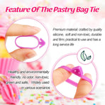 120 Pieces Icing Bag Ties Silicone Decoration Piping Bag Ties for Cupcakes Cookies and Pastry(Rosy, Blue, Purple)