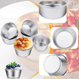 10 Pieces Individual Flan Molds Egg Tart Molds Pudding Cups Mini Chocolate Molten Pans Carbon Steel Cupcake Cake Cookie, Round Nonstick Popover Bakeware Tumblers(2.6 x 2 x 1.3 Inch) - 45-Degree Angle