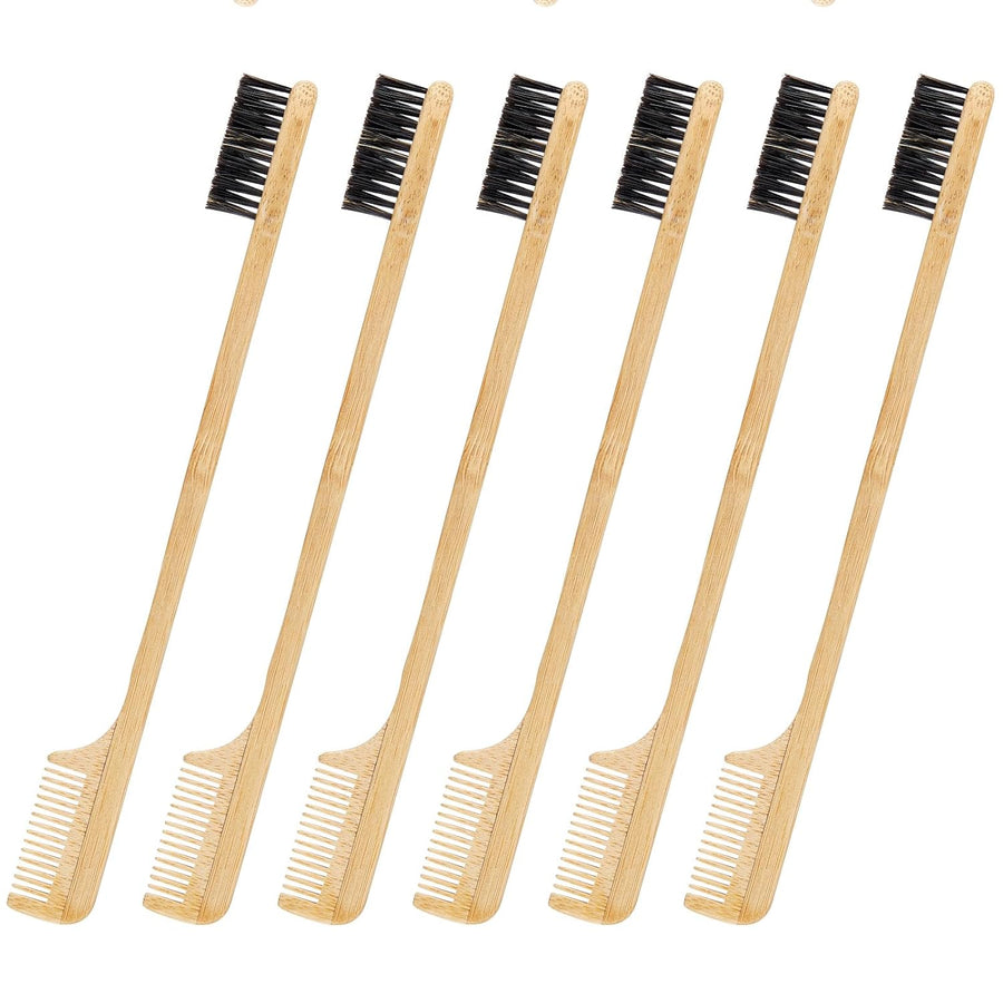 3 Pieces Moustache Comb and Brush Beard Edge Brushes 2-in-1 Sapling Wood Mustache Comb Gentle Control Bamboo Eyebrow Hair Tool