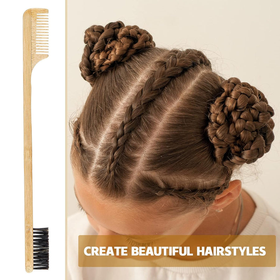 3 Pieces Moustache Comb and Brush Beard Edge Brushes 2-in-1 Sapling Wood Mustache Comb Gentle Control Bamboo Eyebrow Hair Tool