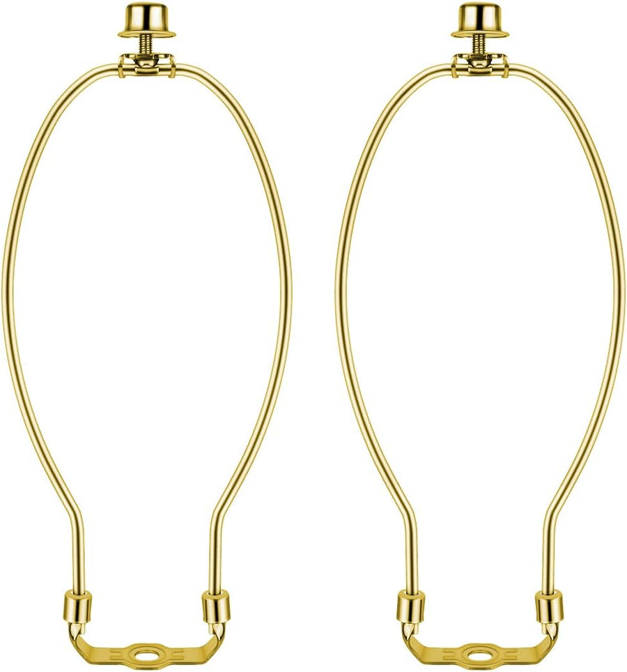 2 Pcs 10Inch Lamp Shade Harp Holders Detachable Heavy Duty DIY Lighting Accessories for Floor Lamps and Table Finials (Polished Brass)