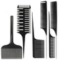 6 Pcs Highlighting Hair Combs Set, 3-way Hair Sectioning, Dyeing, Rat Tail Lifting Comb for Weaving Foiling Sectioning Coloring, Black