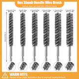 Stainless Steel Bore Brush Stainless Steel Bristles Wire Brush for Power Drill with Hex Shank Handle (0.8 cm, 1 cm, 1.2 cm, 1.5 cm, 1.7 cm, 1.9 cm, 6 Pcs)
