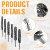 Stainless Steel Bore Brush Stainless Steel Bristles Wire Brush for Power Drill with Hex Shank Handle (0.8 cm, 1 cm, 1.2 cm, 1.5 cm, 1.7 cm, 1.9 cm, 6 Pcs)