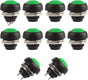 Momentary Push Button Switches, 2 Pin On/Off AC 250V/1A 125V/3A DC 12V/3A 12MM Round SPST Normal Open Pushbutton Momentary Switches (Green, Pack of 10)