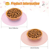 2 Pieces Silicone Pet Food Mat Pet Feeding Mat for Dog and Cat Food Bowl Placemat Preventing Food and Water Overflow Suitable for Medium and Small Pet, 9.5 x 9.5 Inch and 7.1 x 7.1 Inch (Pink) - Front View