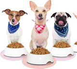 2 Pieces Silicone Pet Food Mat Pet Feeding Mat for Dog and Cat Food Bowl Placemat Preventing Food and Water Overflow Suitable for Medium and Small Pet, 9.5 x 9.5 Inch and 7.1 x 7.1 Inch (Pink)