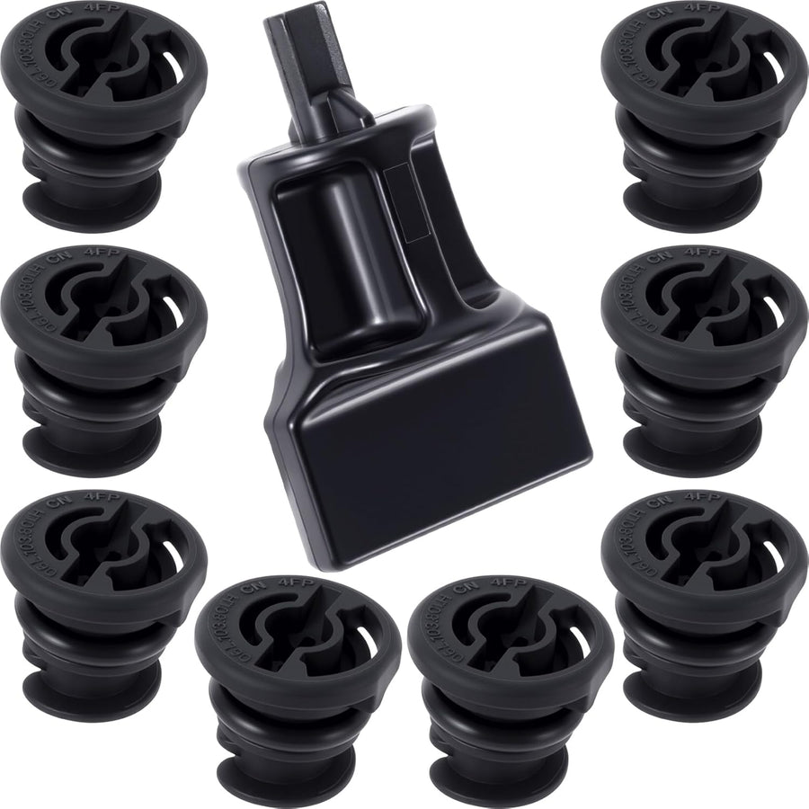 8pcs Oil Drain Plug with 1pc Removal Tool, Compatiable With 1.8L 2.0L TSI, No Leak Plug Tool Replacement for DIY Oil Changes Automative- Black
