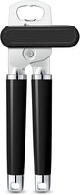 XL Large Heavy Duty Can Opener Manual Smooth Edge, Hand Held Can Openers for Seniors, Stainless Steel, Comfortable Handle, Built-in Bottle Opener, 8.66 inch (Black)