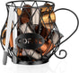 K Cup Holder with Ice Tongs, Large Capacity Coffee Pod Holder for 10-30 Capsules, Metal Wire K Cup Organizer Coffee Pod Organizer, Storage Basket for Kitchen Office Accessories