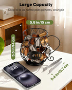 K Cup Holder with Ice Tongs, Large Capacity Coffee Pod Holder for 10-30 Capsules, Metal Wire K Cup Organizer Coffee Pod Organizer, Storage Basket for Kitchen Office Accessories