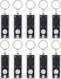 10 Pack Mini LED Keychain Flashlight 12 Lumen Portable Ultra Bright Light Battery Powered Flat Black Torch for EDC Outdoor Camping Hiking and Emergency Lighting (Batteries Included)