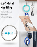 10 Color Wristlet Keychain Flexible Plastic Spring Spiral Coil Key Holder with Key Ring Chain