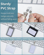 50 Pcs Metal Badge Clips with Grid Surface PVC Straps Double-Hole ID Badge Clips and Straps with Snap Heavy-Duty ID Strap Clips for Badge Name Tag for ID Card Holders