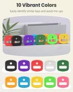 2 Style 34 Pcs Key Covers Caps, 1" Key Identifiers with Labels and 0.9 Inch Round Set, Soft Stretchy Key Covers for House Key, Cute Key Head Protectors for Standard Keys (Not for Odd-Shaped K