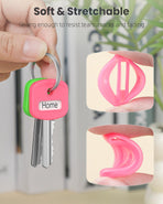 2 Style 34 Pcs Key Covers Caps, 1" Key Identifiers with Labels and 0.9 Inch Round Set, Soft Stretchy Key Covers for House Key, Cute Key Head Protectors for Standard Keys (Not for Odd-Shaped K