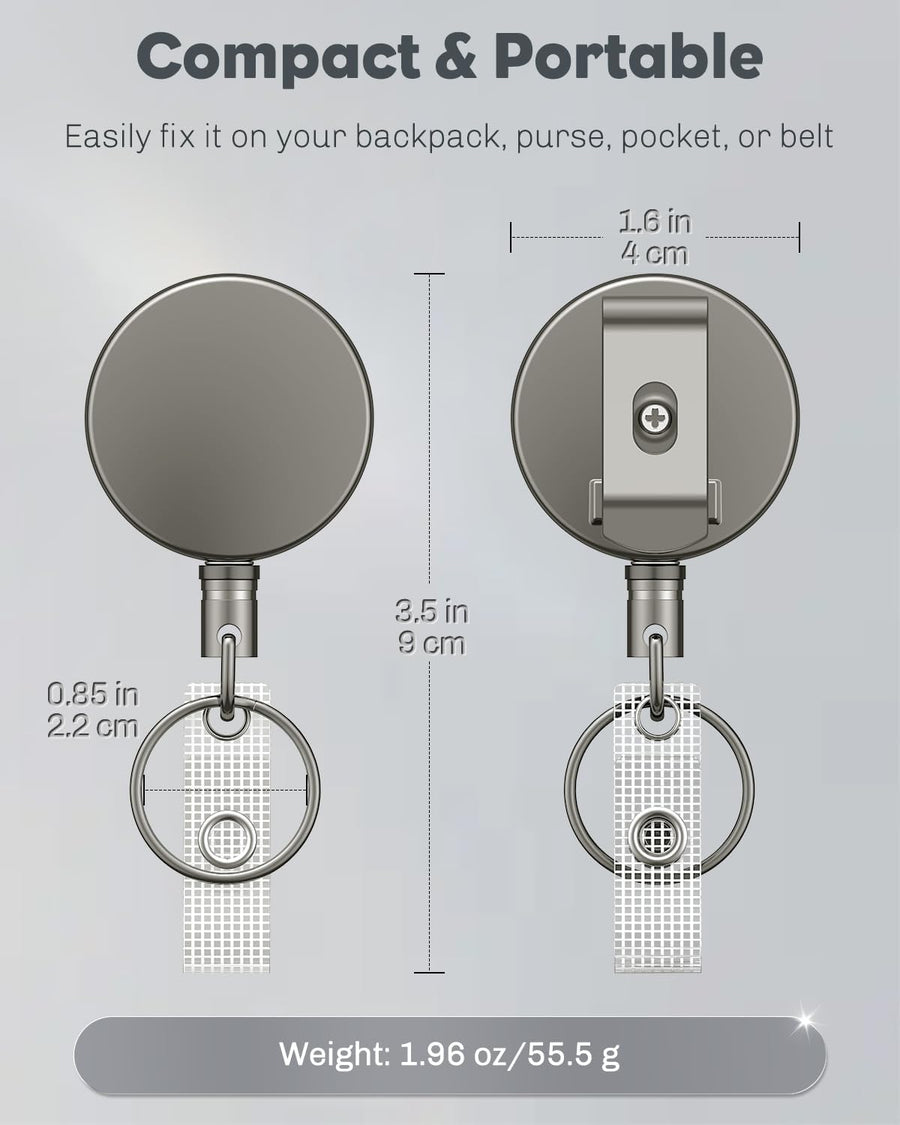 3 Pack ID Badge Holder Vertical with Double-Sided Windows and 2 Pack Metal Retractable Keychain Heavy Duty Metal Retractable Badge Reel