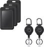 3 Pack Sliding Badge Holder Vertical Plastic Case and 2 Pack Retractable Keychain Badge Reel for up to 8 oz Hard Card Protector