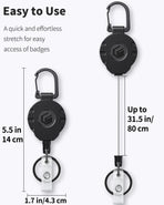 3 Pack Sliding Badge Holder Vertical Plastic Case and 2 Pack Retractable Keychain Badge Reel for up to 8 oz Hard Card Protector