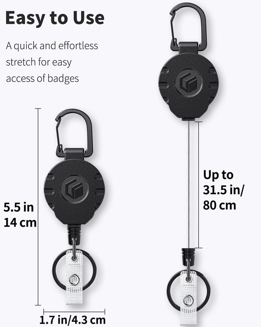 3 Pack Sliding Badge Holder Vertical Plastic Case and 2 Pack Retractable Keychain Badge Reel for up to 8 oz Hard Card Protector