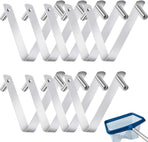 9Pcs Pool Brush Clip V-Shaped Clip, Innovative Pool Hooks for Poles Double Pin Spring Button Clip for Stainless Steel Clips, Applies to Pool Swimming Pools & Accessories Tools Pool Pole Clips
