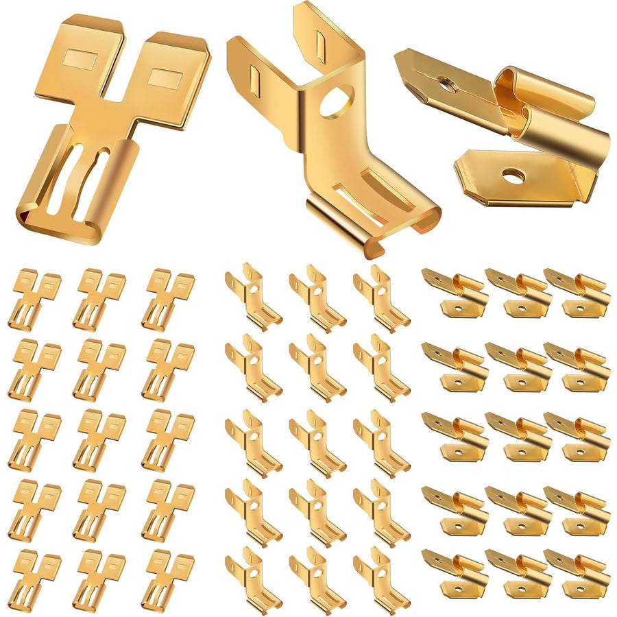 48Pcs Female Spade Connector, Double Spade Connector, Piggyback Spade Connector 16 Each, Chair Terminal Quick Disconnect Adapter, Piggyback Spade Connectors, Connectors Combination Kit