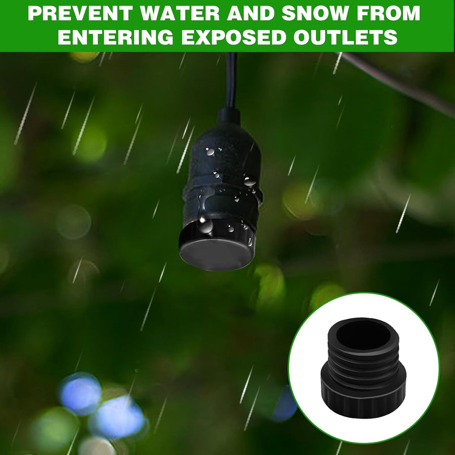 12Pcs Light Socket Covers, Safety Cap Plugs for String Lights, Protective Caps for Recessed/Standard Sockets (Black)