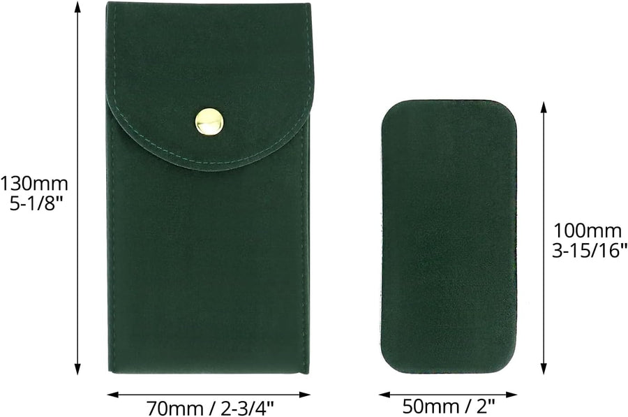 Luxury Velvet Watch Travel Case with Copper Buckle, Green, 13×7cm, Portable Double-Layer Protective Watch Bag for Men, 4 Pcs