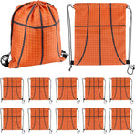 Small Sport Drawstring Bags - 12 Pack Basketball Style Foldable Polyester Backpacks with Adjustable Straps Candy Bag - 10 x 12 Inch