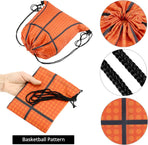 Small Sport Drawstring Bags - 12 Pack Basketball Style Foldable Polyester Backpacks with Adjustable Straps Candy Bag - 10 x 12 Inch